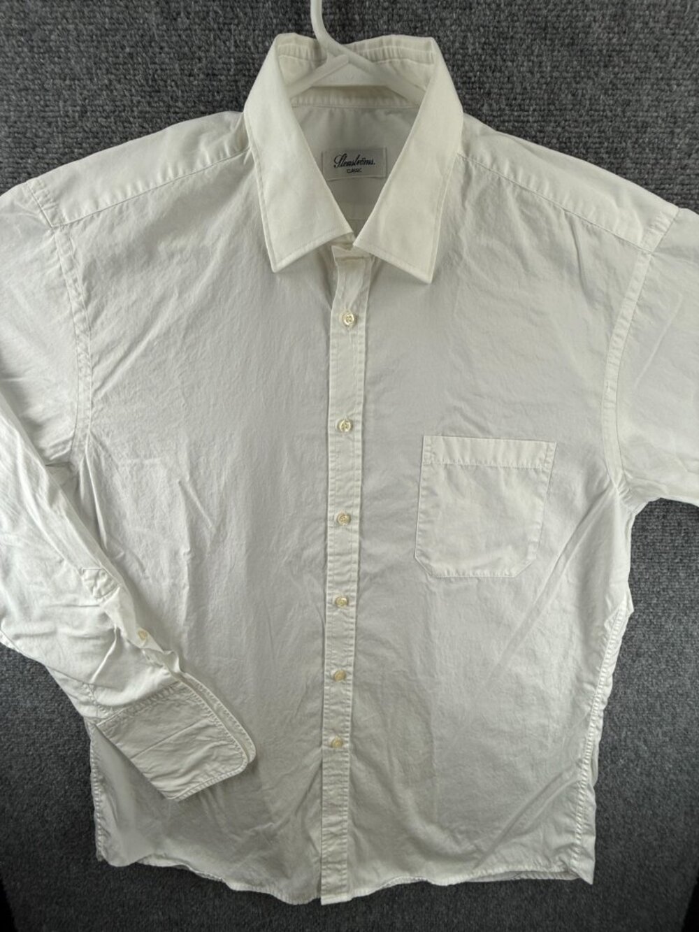 Stenstroms All Cotton Classic 42 White Swedish Solid Shirt Button Up Pocket Mens